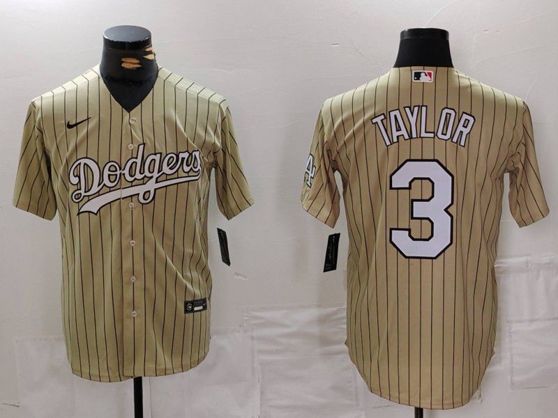 Men Los Angeles Dodgers 3 Taylor yellow Stripe Game 2024 Nike MLB Jersey